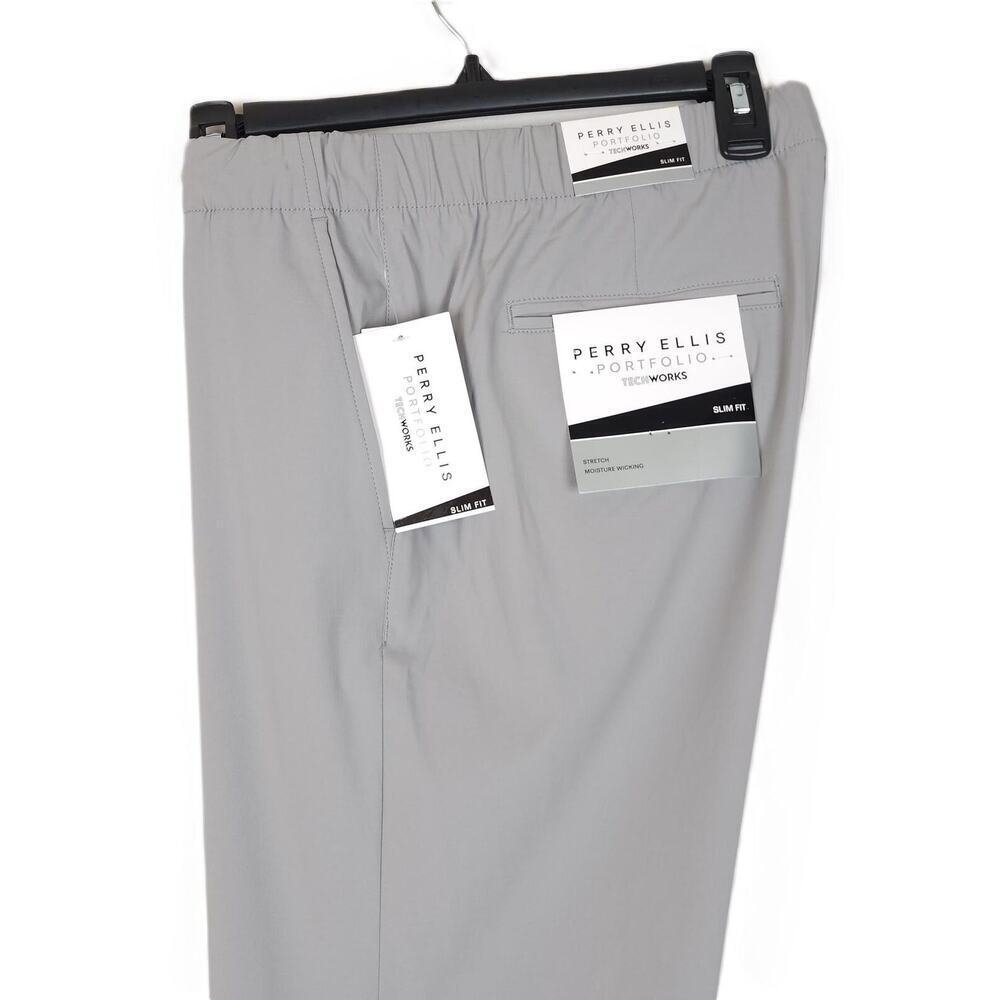 Perry Ellis Light Gray Slim Fit Dress Pants